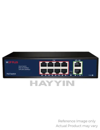 CP Plus CP-DNW-HPU8H2 8 PoE Ports + 2 Uplink