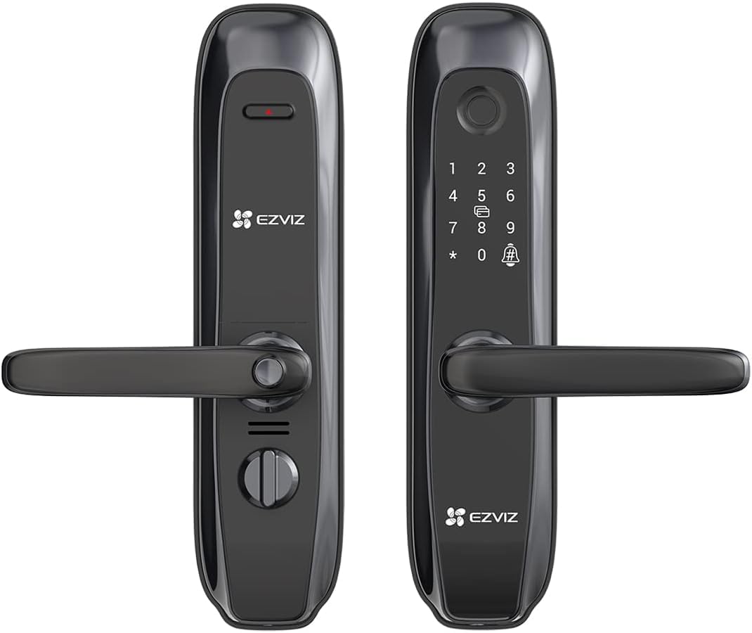 EZVIZ L2S Smart Fingerprint Lock, Keyless Lock with Four Unlock Methods, Real-Time Mobile Alerts, Built-in Electronic Doorbell, Anti-Tamper Alarm