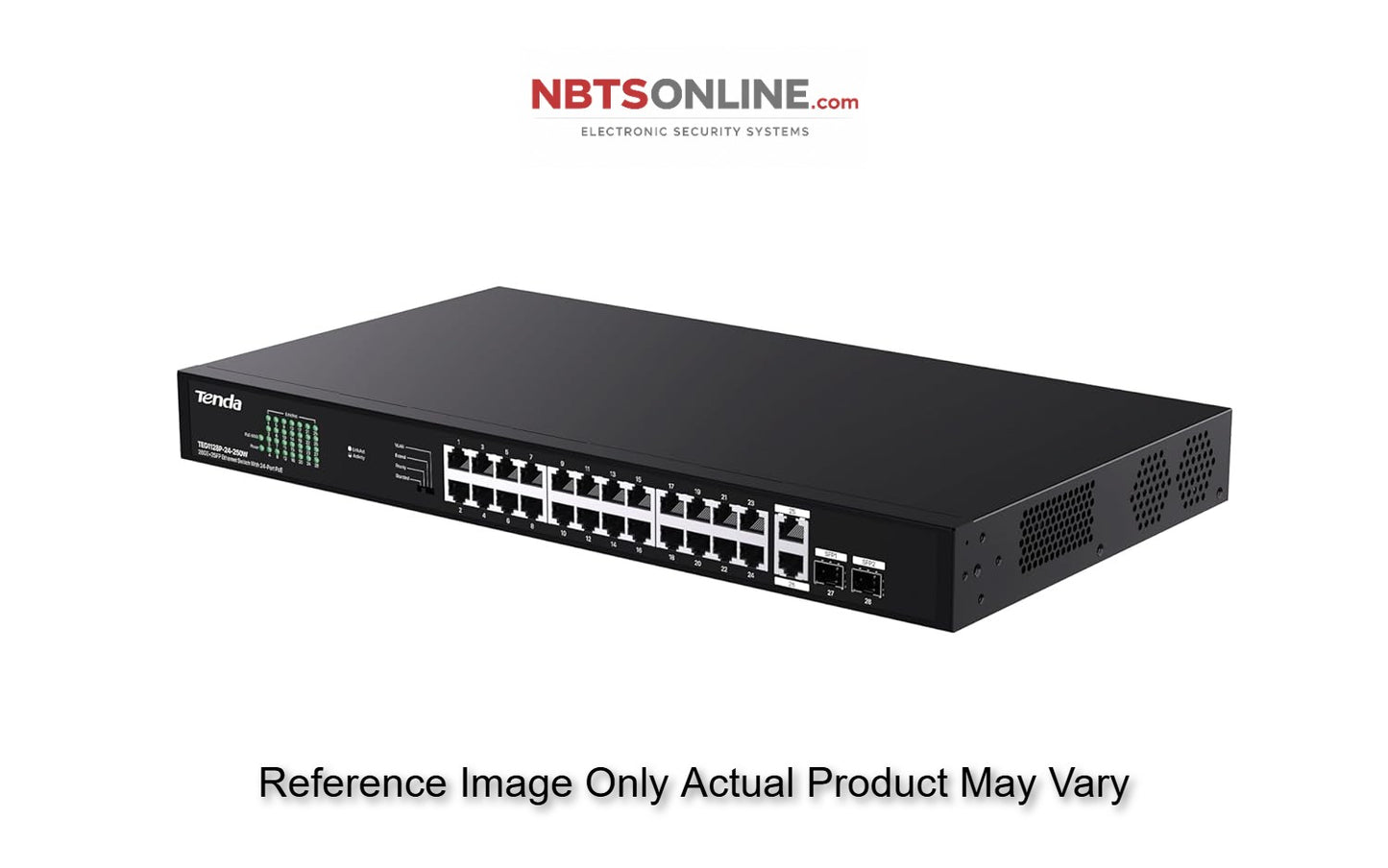 Tenda TEG1128P 26GE+2SFP Ethernet Switch with 24-Port PoE-250W, Compatible with IEEE 802.3af/at Devices, with Two gigabit uplink Port and Two gigabit uplink Optical Fiber Port