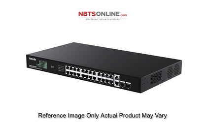 Tenda TEG1128P 26GE+2SFP Ethernet Switch with 24-Port PoE-250W, Compatible with IEEE 802.3af/at Devices, with Two gigabit uplink Port and Two gigabit uplink Optical Fiber Port