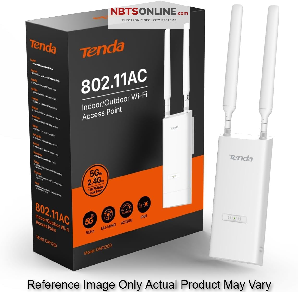 Tenda OAP1200 AC1200 Dual-Band Outdoor Wi-Fi Access Point, MU-MIMO | IP65 Waterproof | 802.11AC | PoE Powered | Ideal for Backyard and Garage