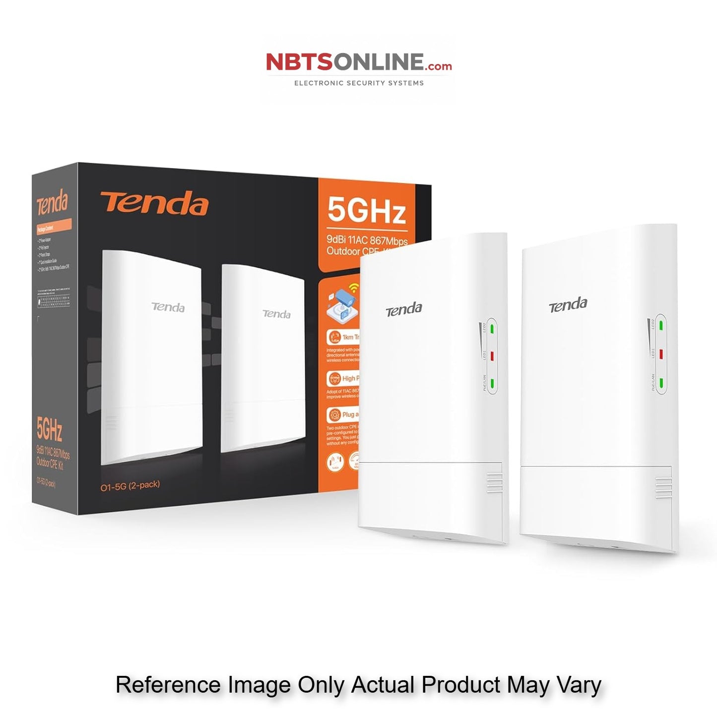 enda Point to Point Wireless Bridge Kit | 1KM+ Range Outdoor CPE for PtP/PtMP | 5.8GHz 867Mbps | 9dBi High-Gain Antenna | Easy Setup | PoE Adapter | IP65 Waterproof for Barn/Farm/Garage
