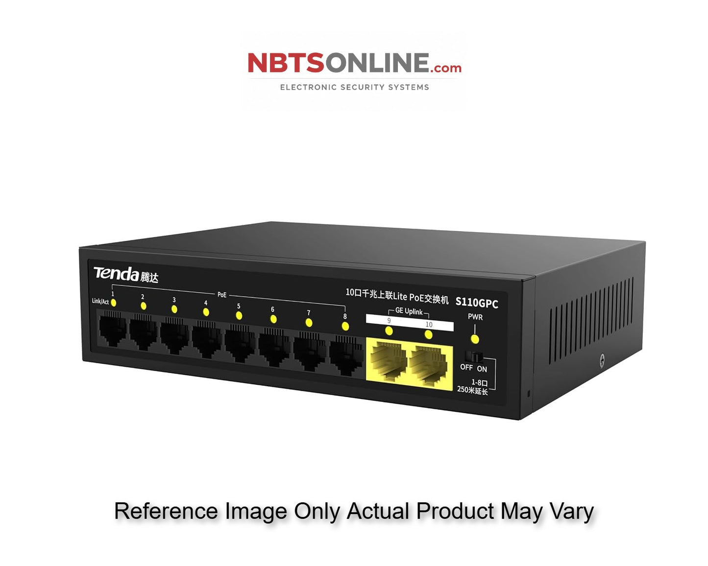 Tenda S110GPC 8 Port 10/100 +2 Giga Uplink 10-Port Gigabit Lite PoE Switch