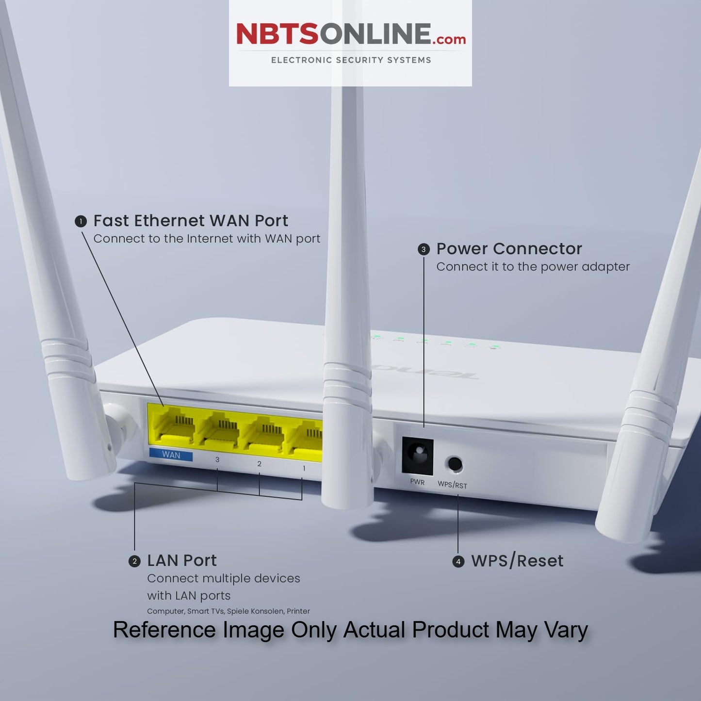 Tenda F3 300Mbps Wi-Fi Router, Easy Setup, WPS Button, Parental Control, Bandwidth Control, Wi-Fi Schedule, with 3 * 5dBi High Power External Antennas