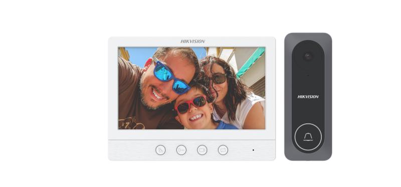 HIKVISION Analog Video Door Phone/Bell with 7" TFT LCD Screen Wired | 1080p HD Resolution | One Touch Call Button | BuiltIn Mic & Loudspeaker| One Touch Unlock | Plug & Play