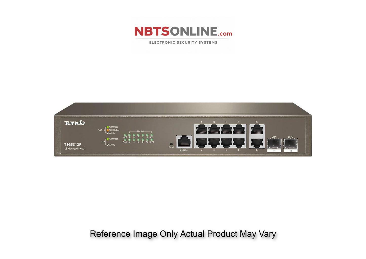 Tenda TEG5312F, Managed Layer 3 Switch, Smart Ethernet Switch with 10 x Gigabit Base-T Ports & 2 x Gigabit SFP Slots, Flexible DHCP/ LACP/ VLAN/ ARP/ MAC/ ACL/ QoS/ IGMP